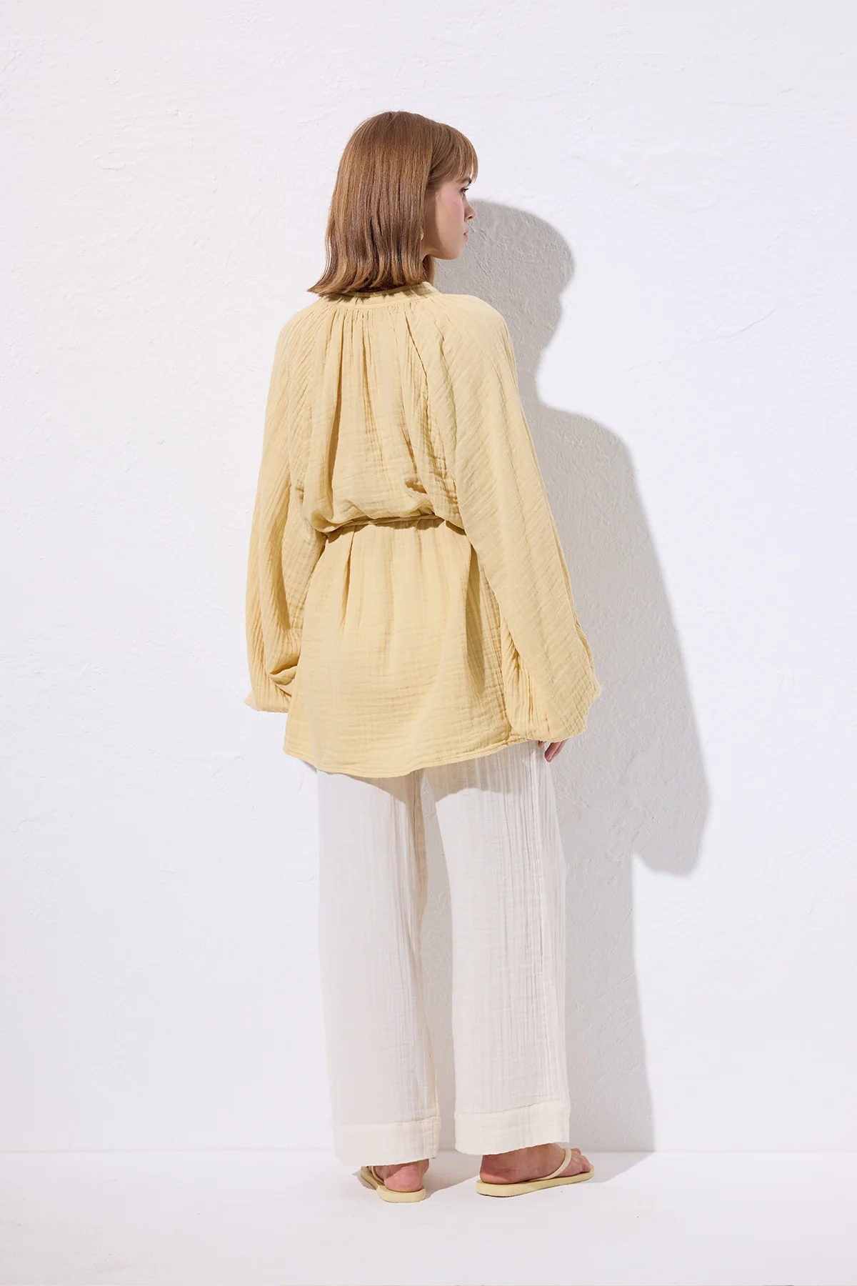 Muslin Tie Blouse Yellow - Image 4