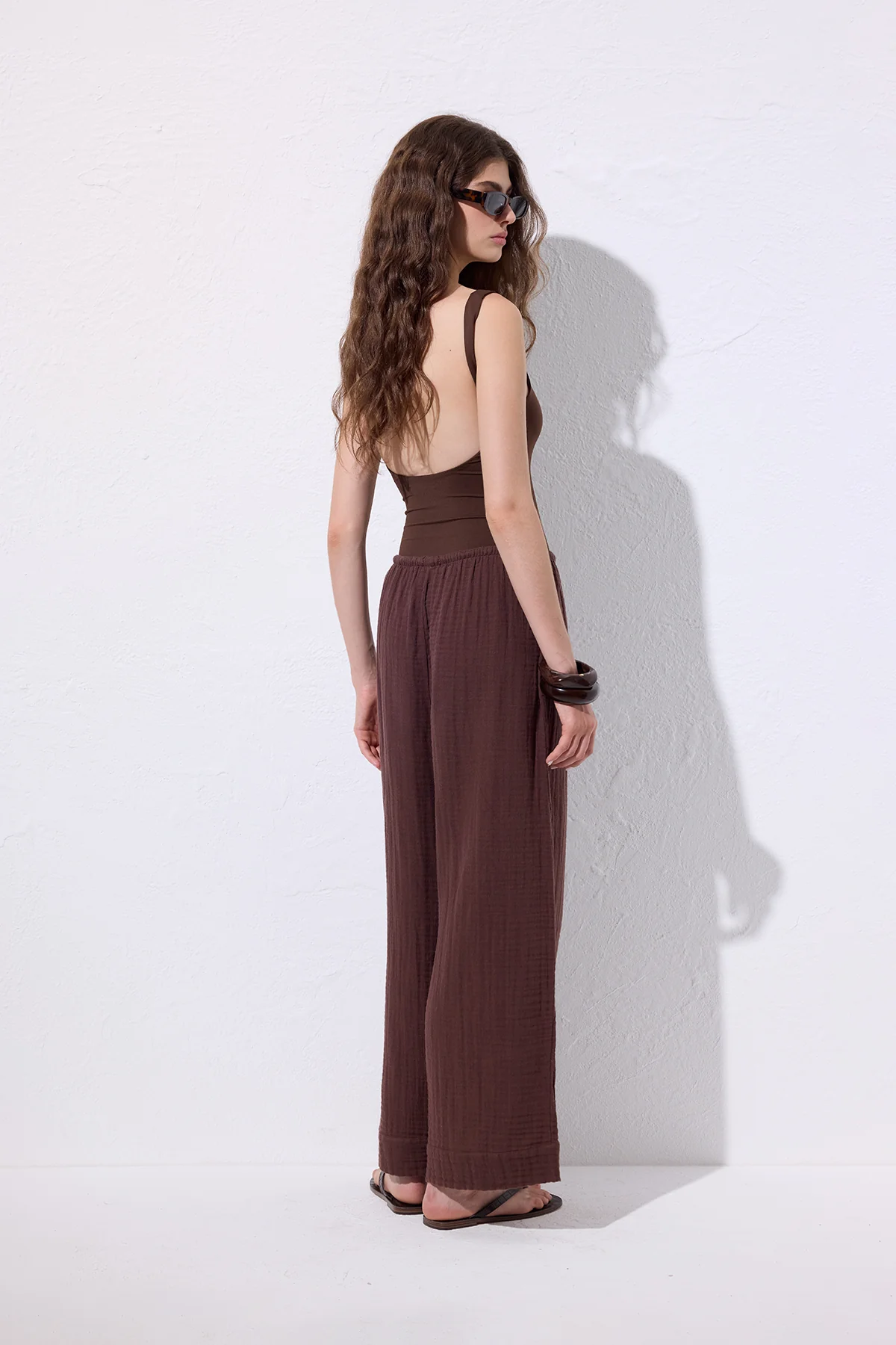 Muslin Tie Trousers Dark Brown - Image 6