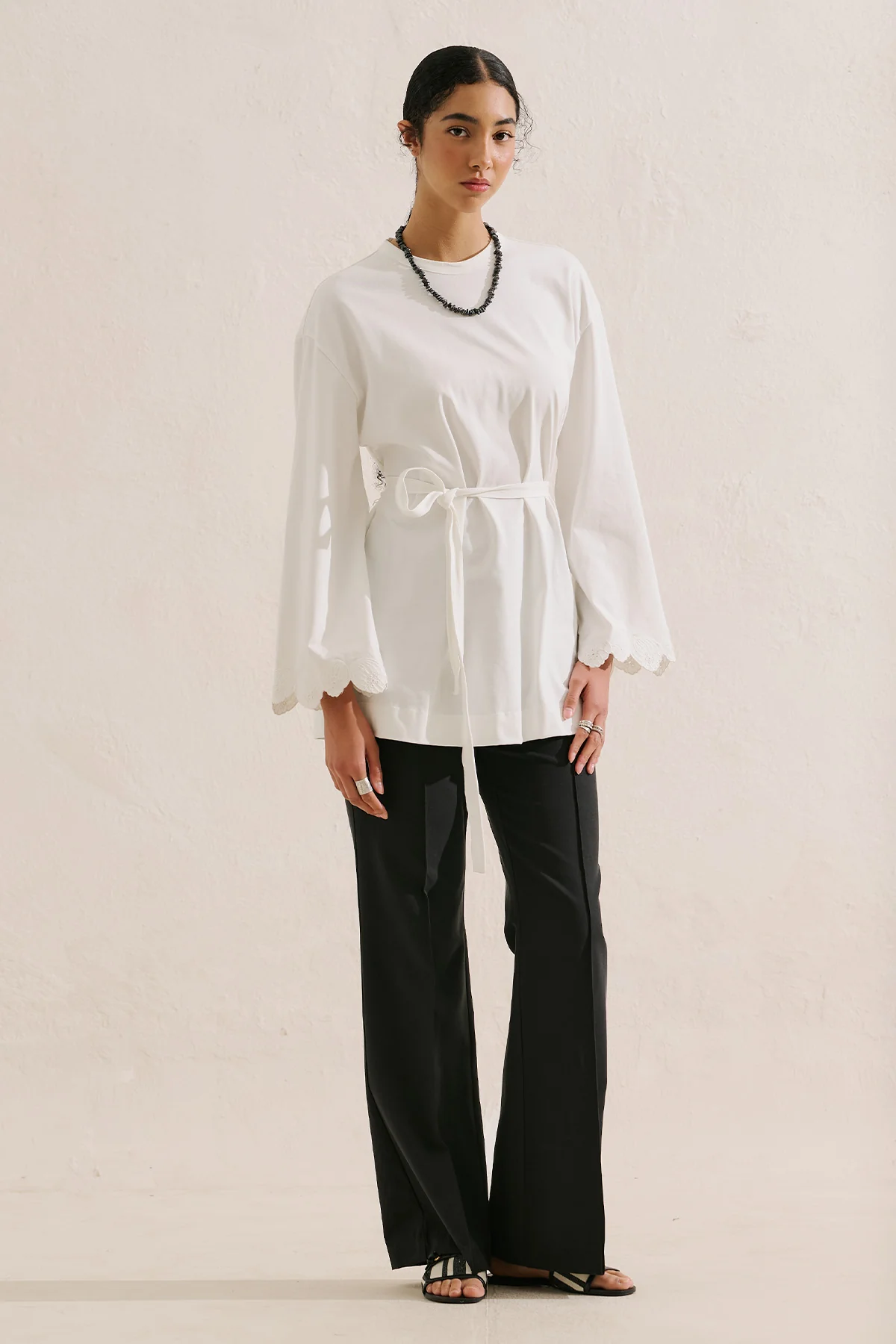 Embroidered Wide Sleeve Blouse Ecru - Image 4