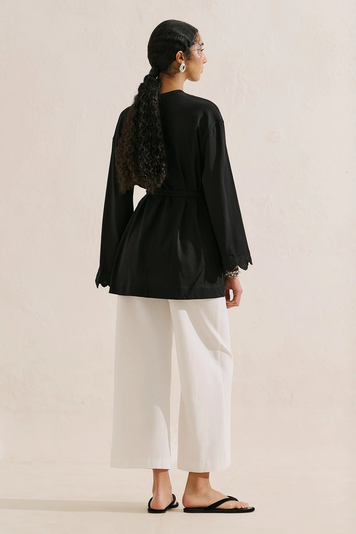 Embroidered Wide Sleeve Blouse Black - Image 6