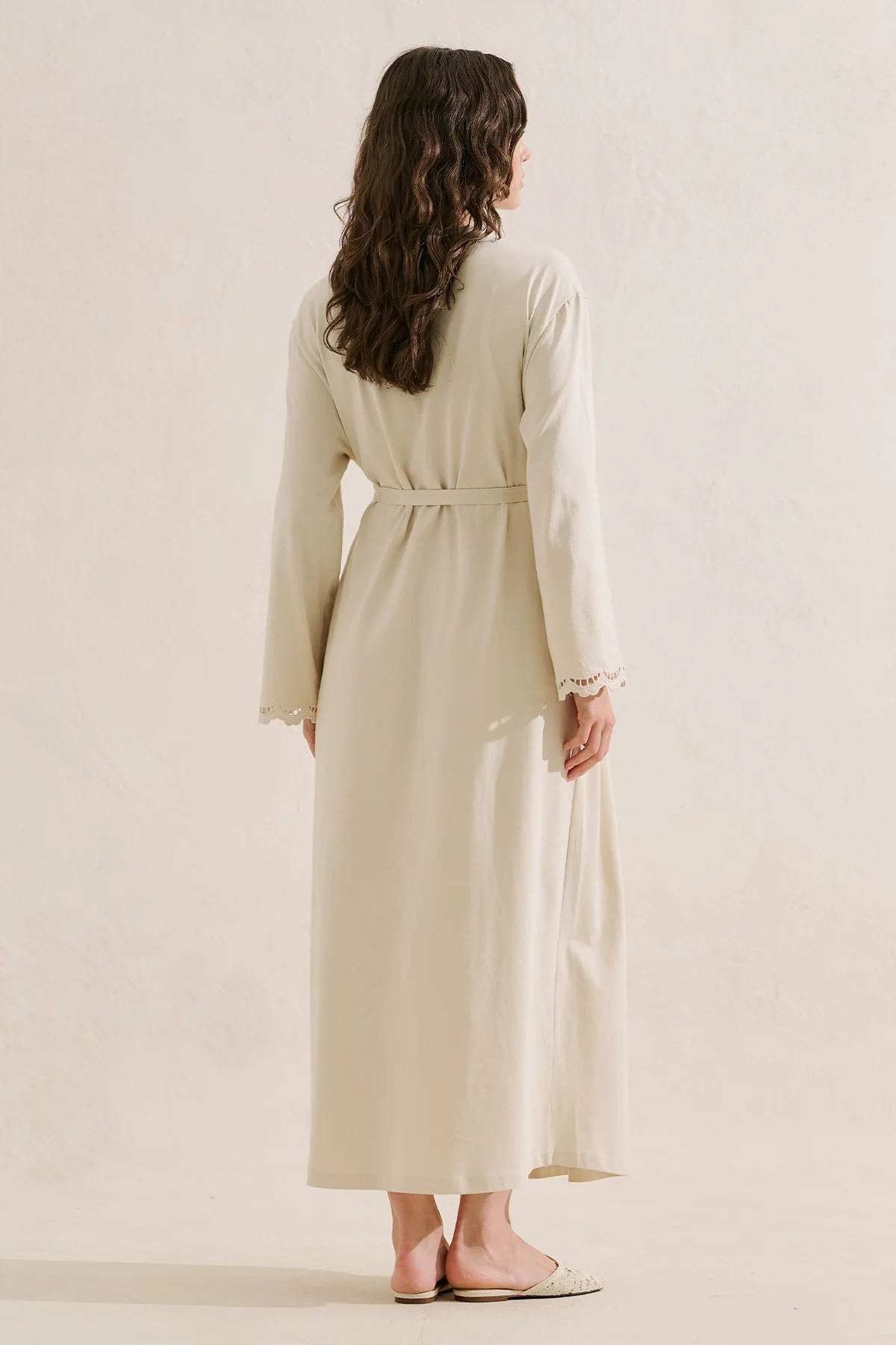 Embroidered Relaxed Dress Beige - Image 6