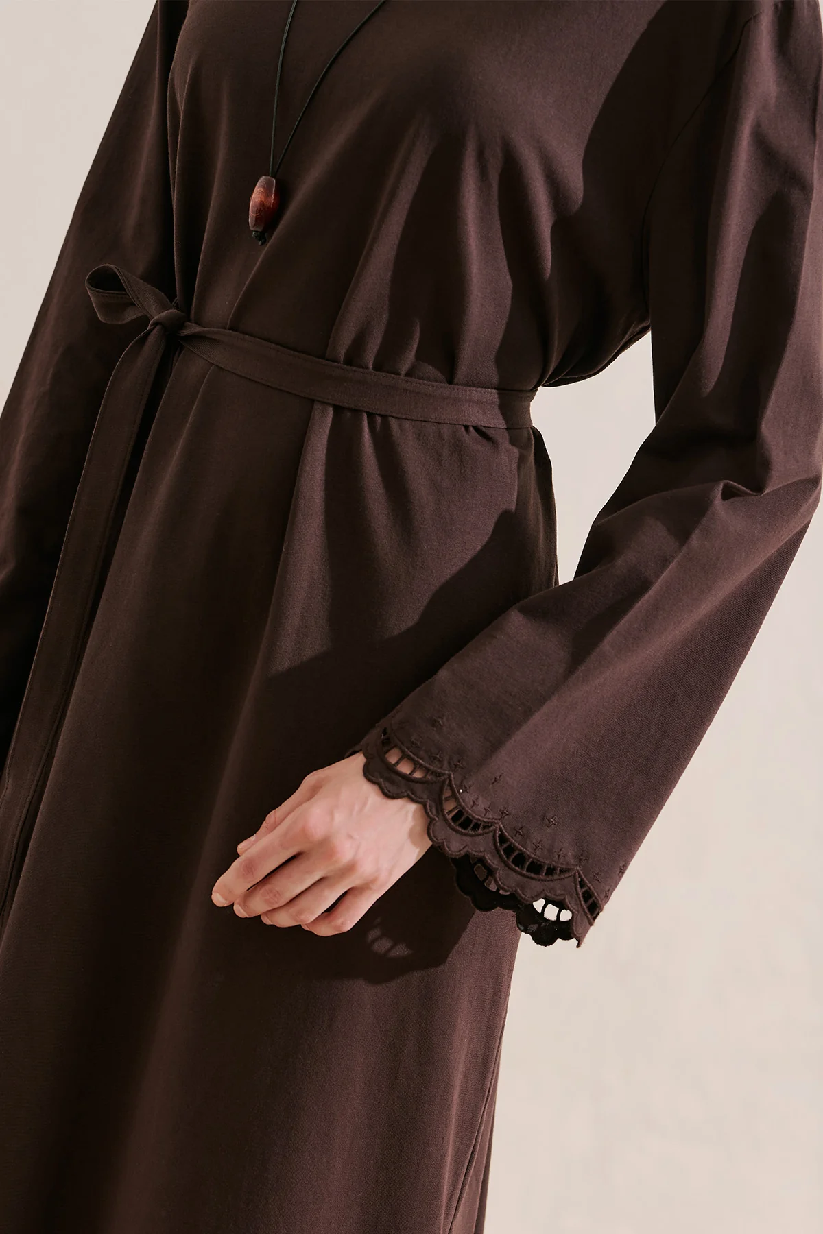 Embroidered Relaxed Dress Brown - Image 6
