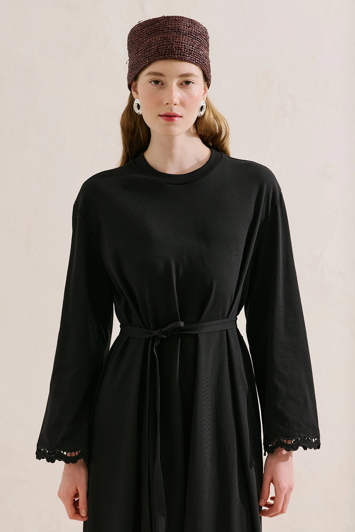 Embroidered Relaxed Dress Black - Image 6