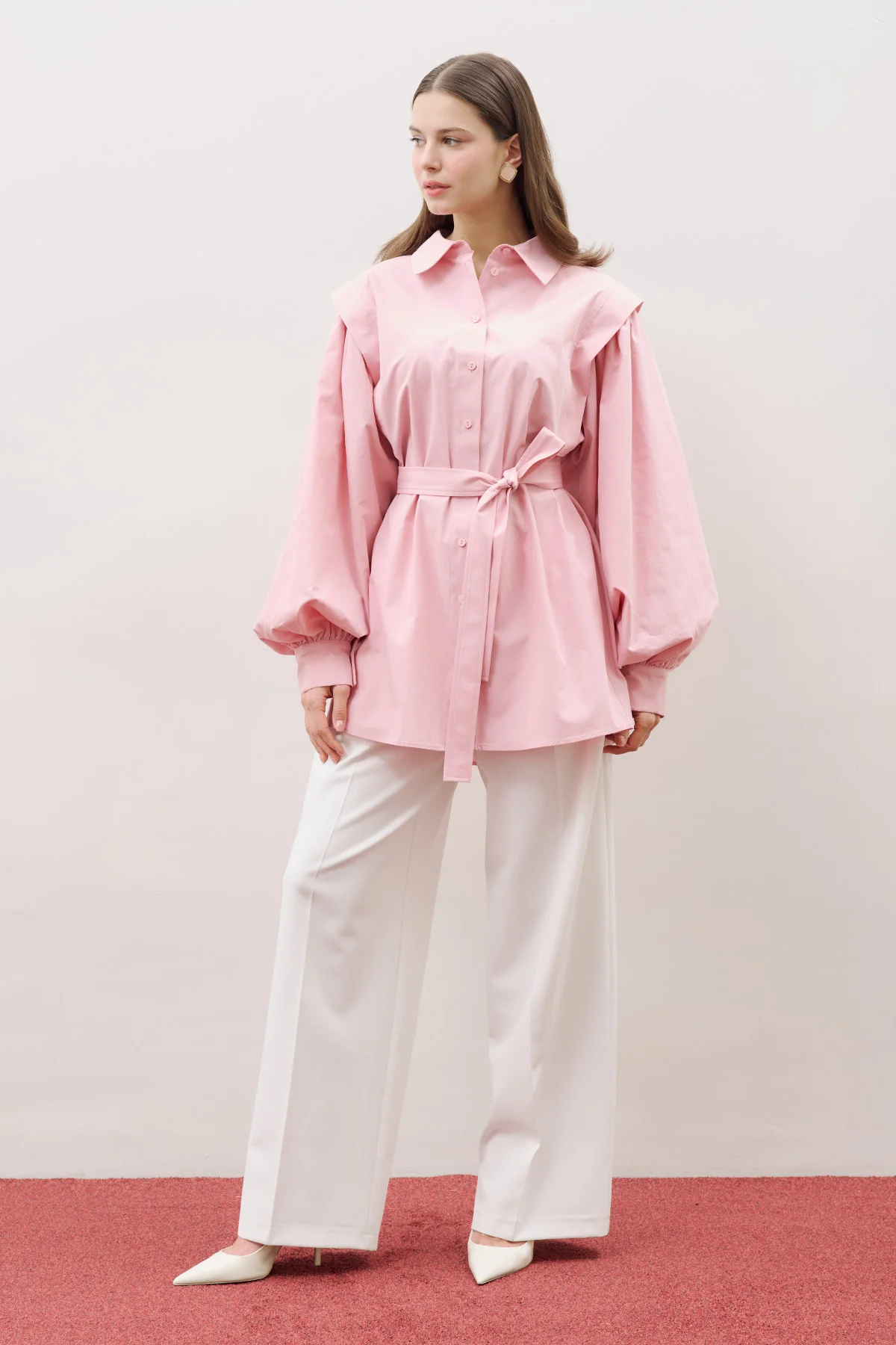 Nora Statement Shirt Pink - Image 6
