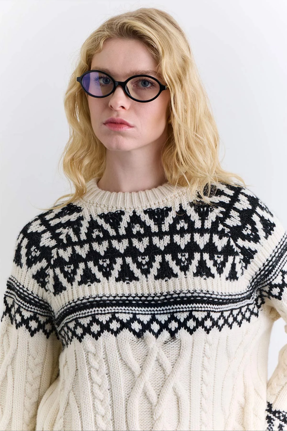 Nordic Pattern Sweater Ecru - Image 3