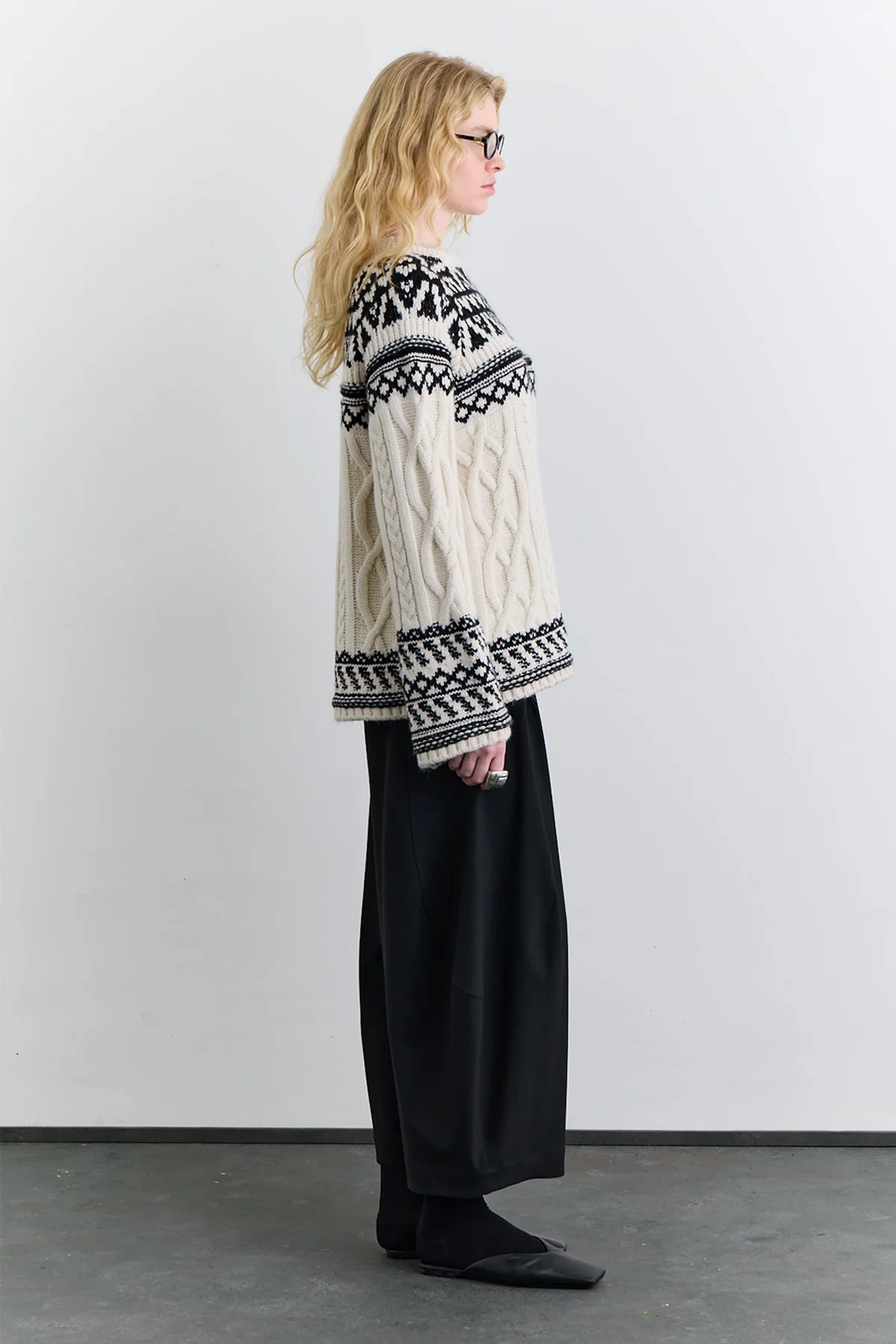 Nordic Pattern Sweater Ecru - Image 4