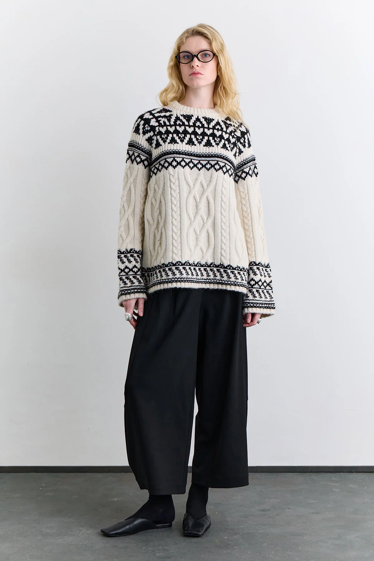 Nordic Pattern Sweater Ecru - Image 6