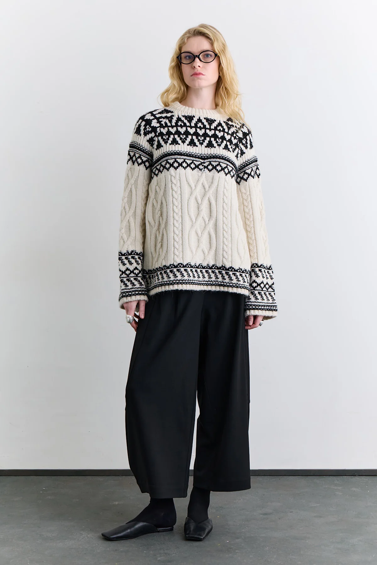 Nordic Pattern Sweater Ecru - Image 9