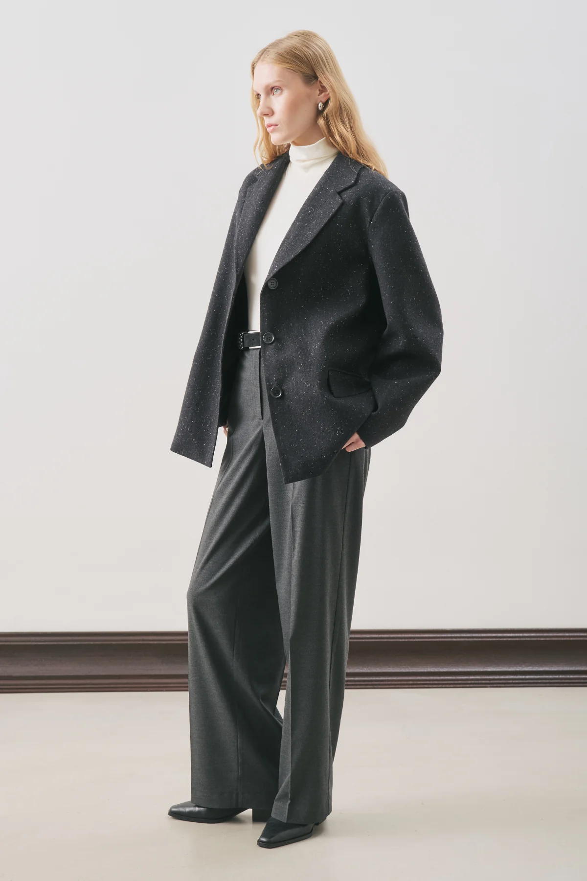 Norris Wool Blazer Dark Grey Melange - Image 3