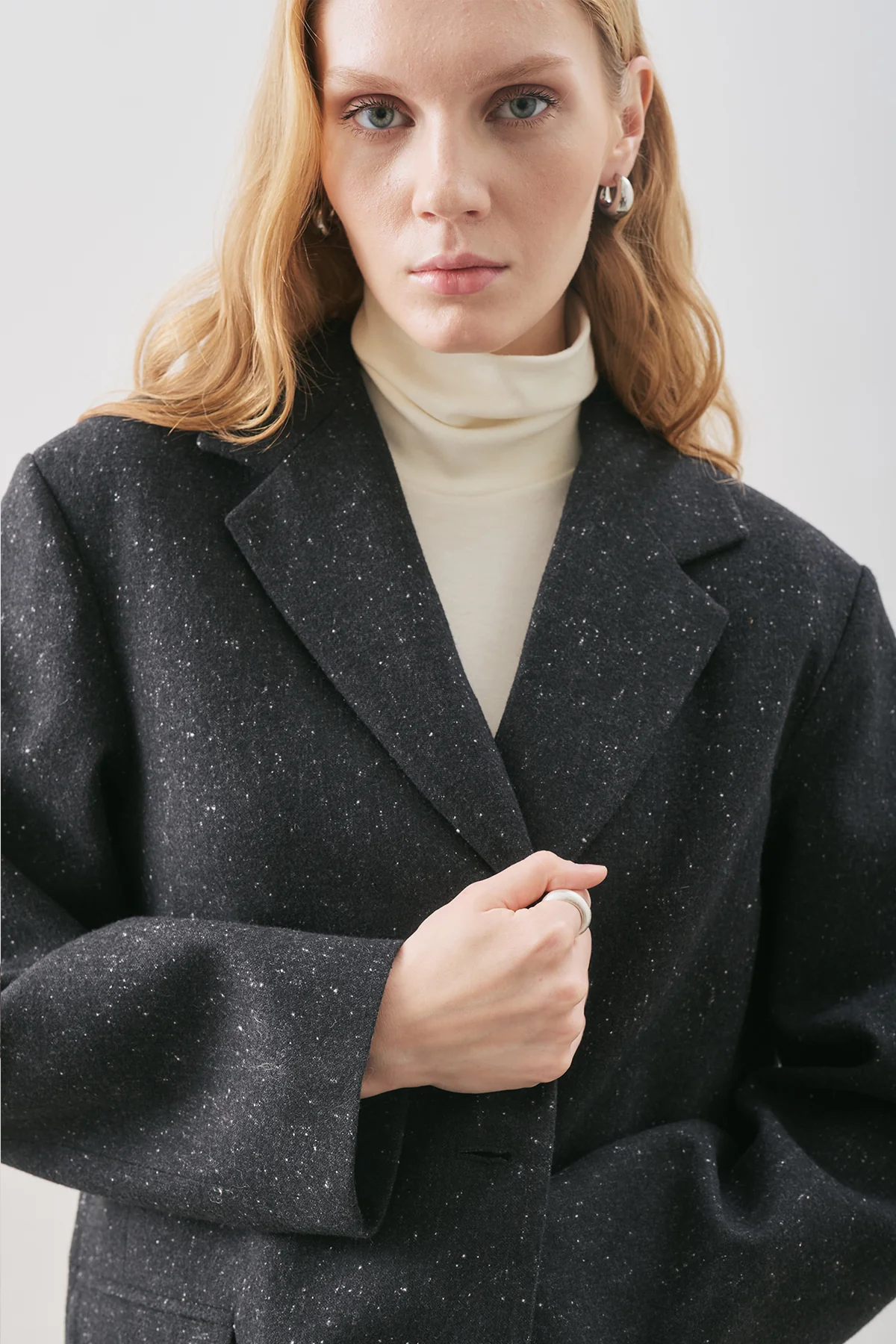 Norris Wool Blazer Dark Grey Melange - Image 5