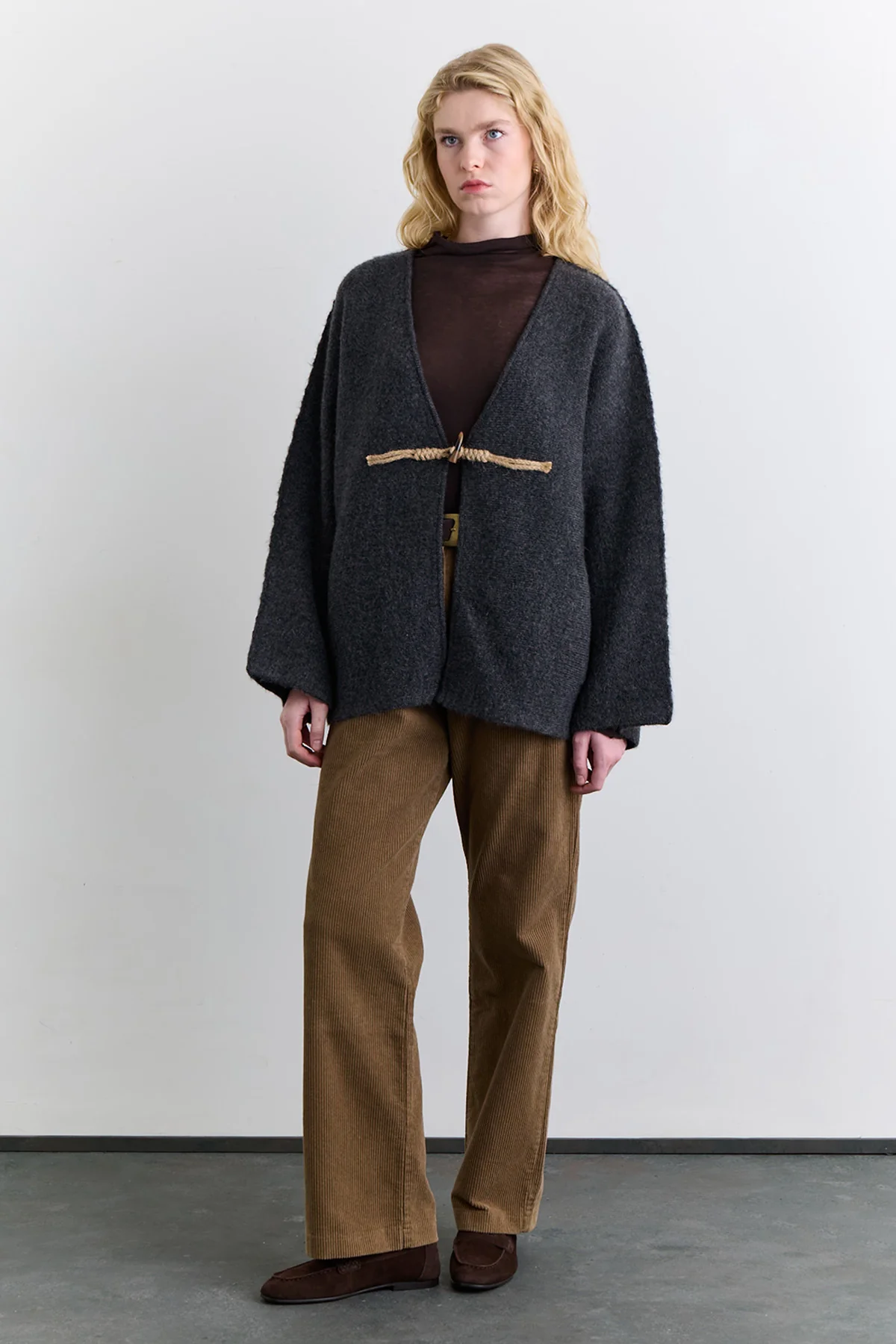 Norway Button Knit Cardigan Anthracite - Image 6