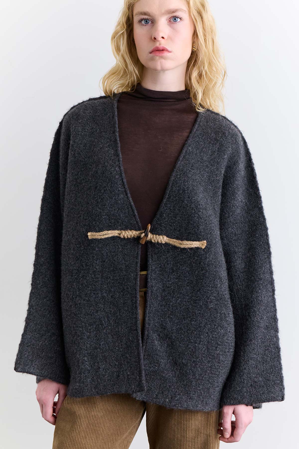Norway Button Knit Cardigan Anthracite - Image 8