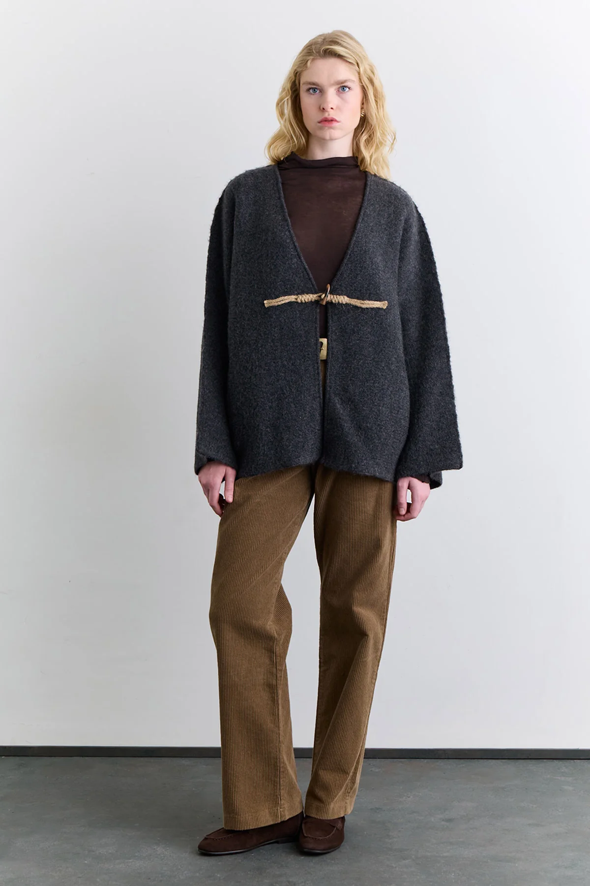 Norway Button Knit Cardigan Anthracite - Image 9