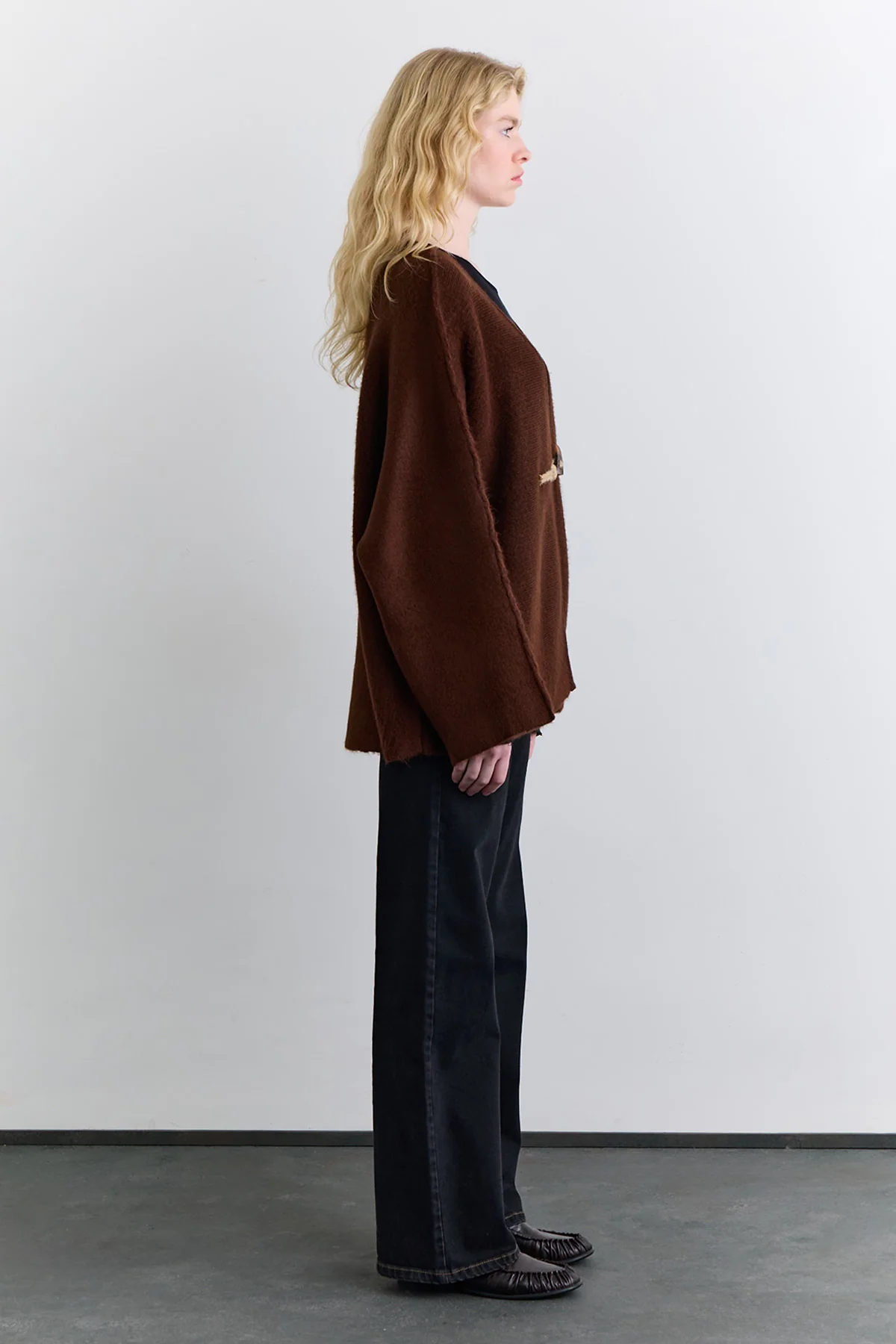 Norway Button Knit Cardigan Brown - Image 4