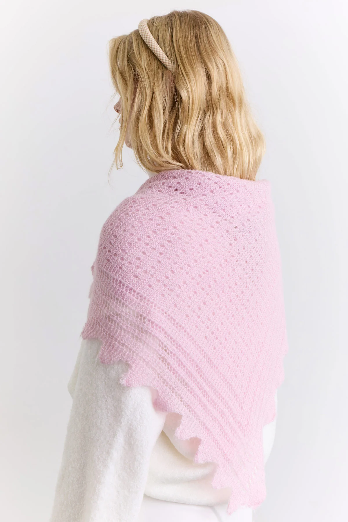 Open Knit Oversized Shawl Pink - Image 6