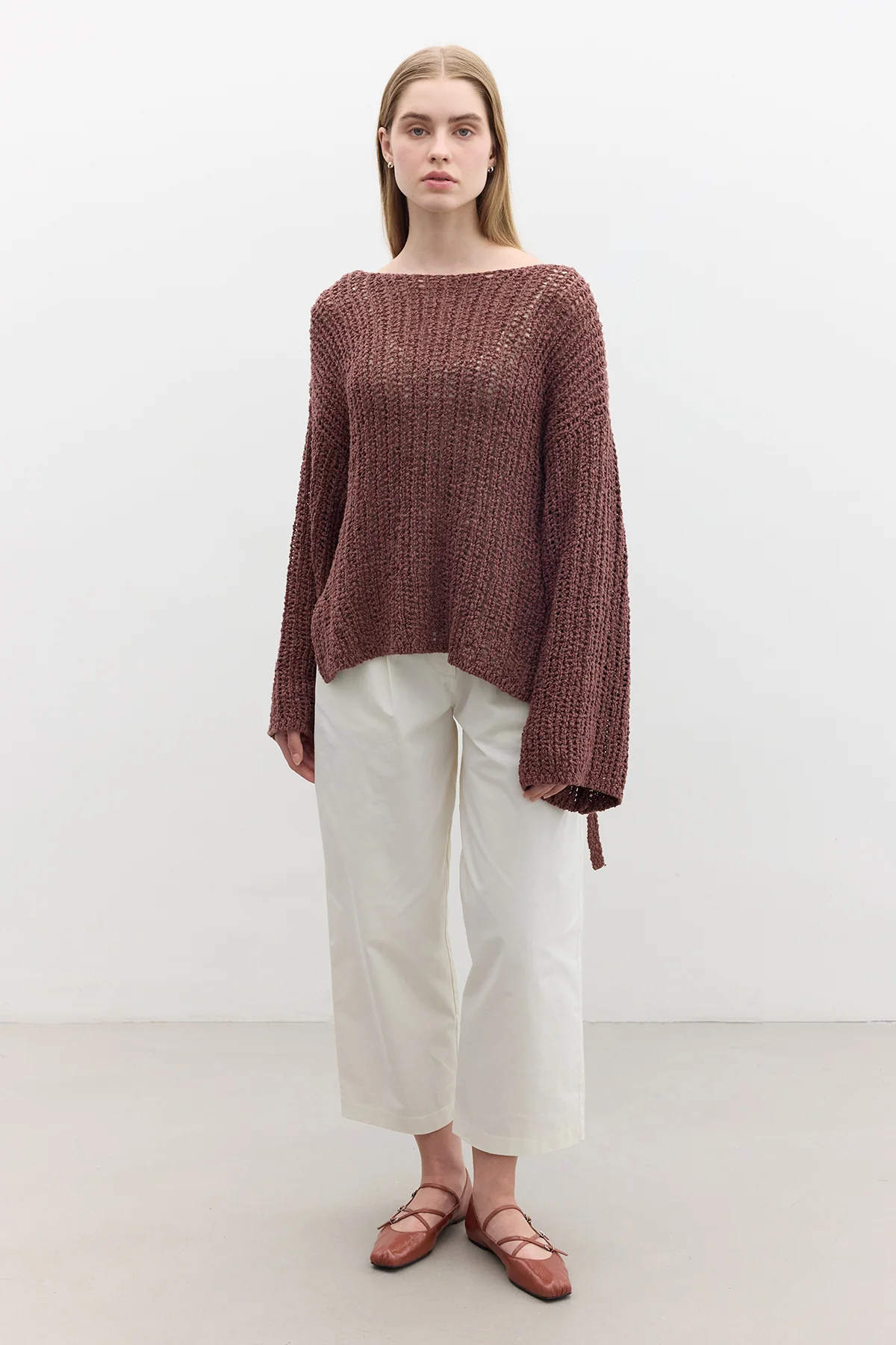 Open-Knit Sweater Dusty Rose - Image 2