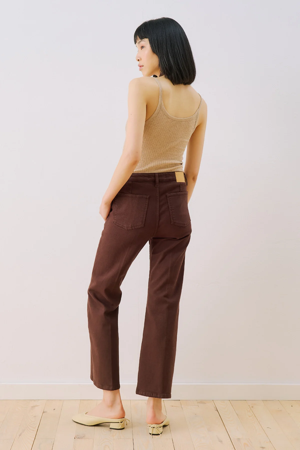 Mid Rise Flared Jeans Brown - Image 7