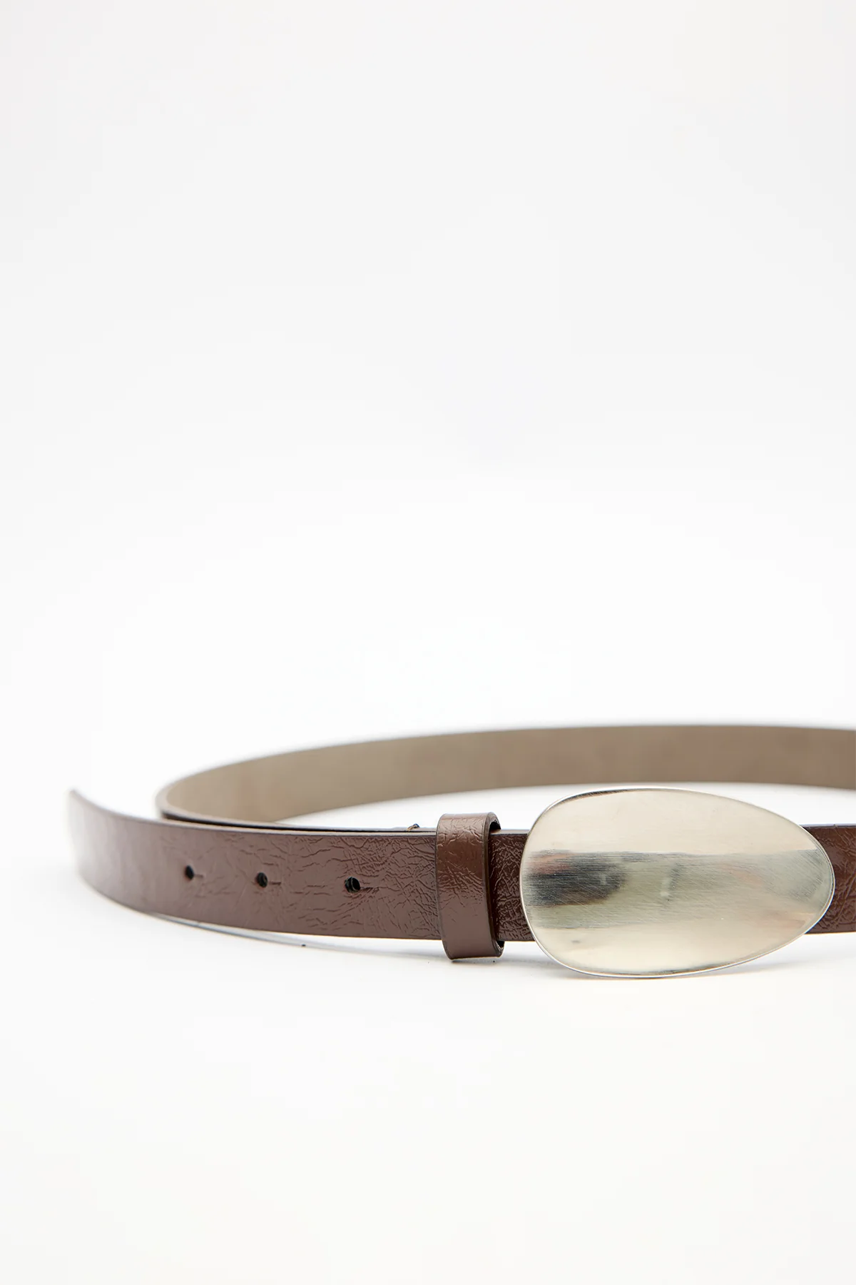 Oval Metal Buckle Belt Brown - Image 4