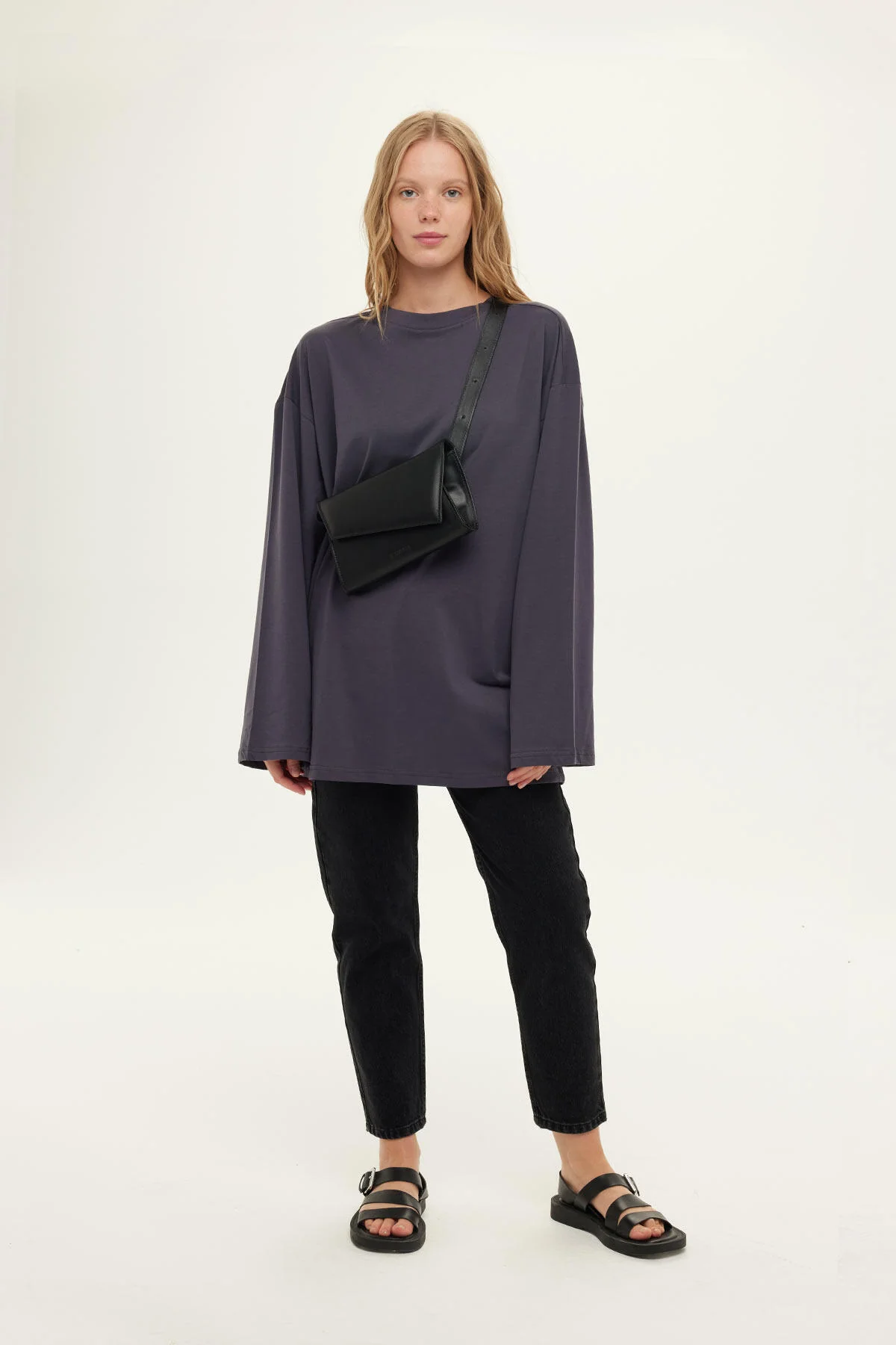 Oversize Long Sleeve T-Shirt Anthracite - Image 2
