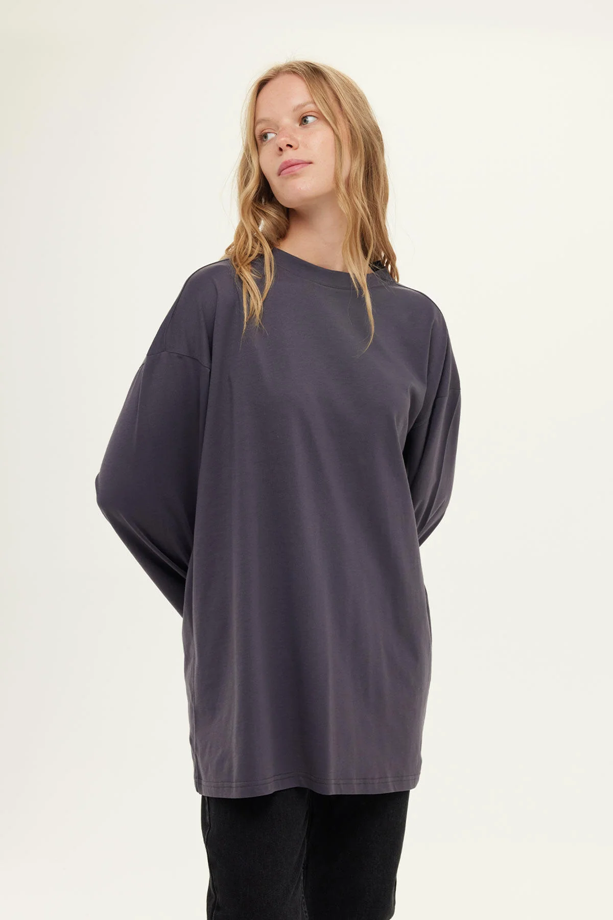 Oversize Long Sleeve T-Shirt Anthracite - Image 3