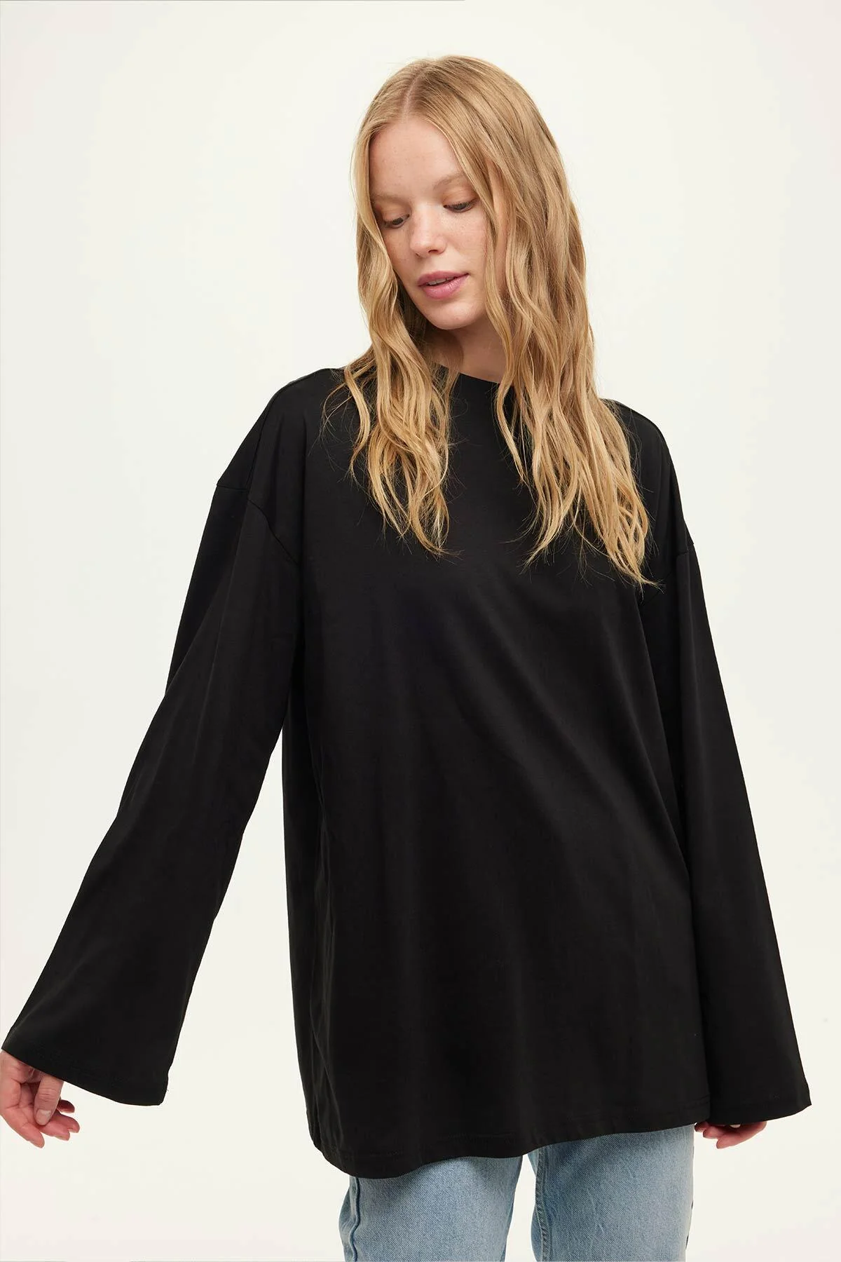Oversize Long Sleeve T-Shirt Black - Image 3