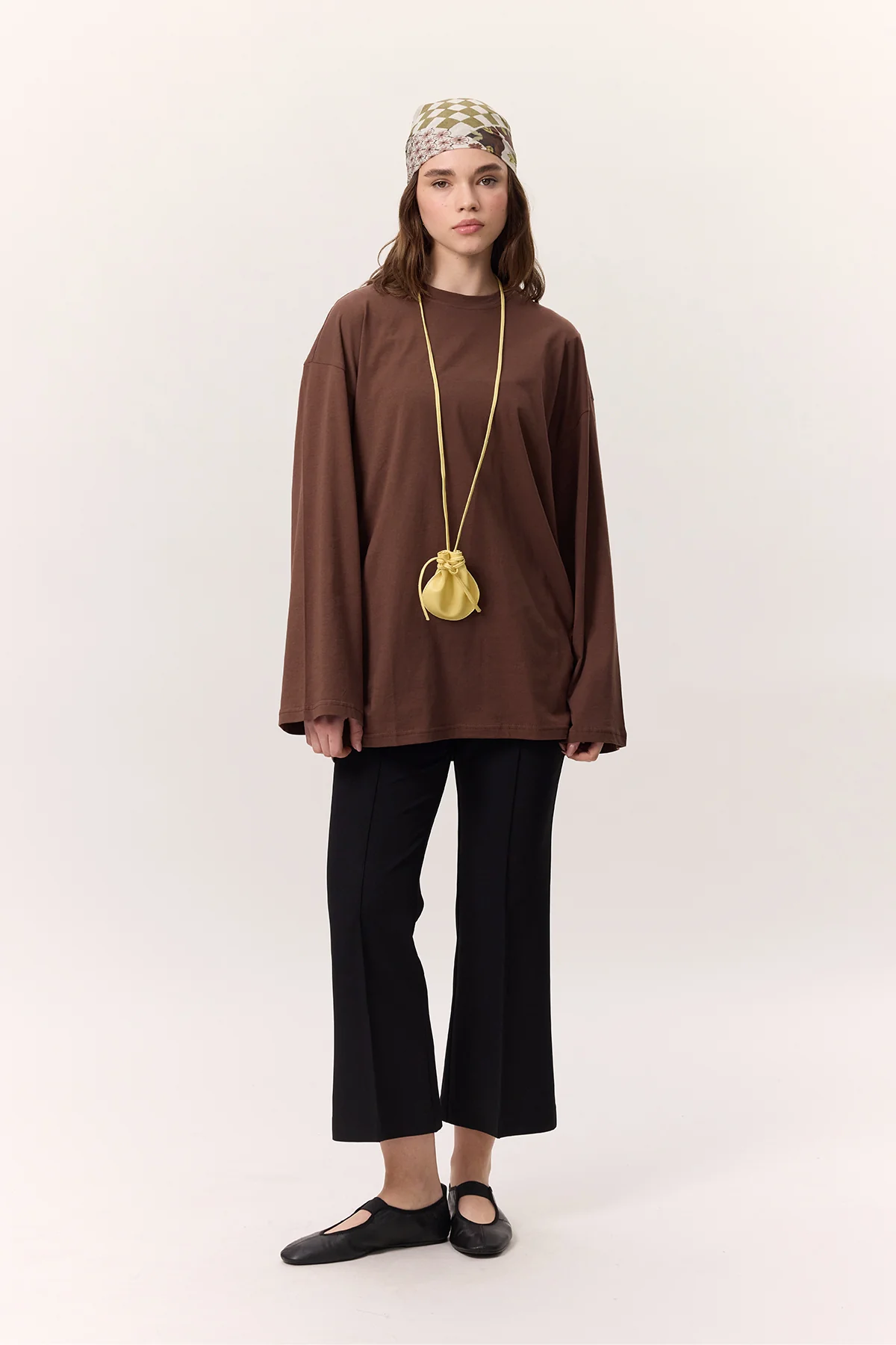 Oversize Long Sleeve T-Shirt Brown - Image 2