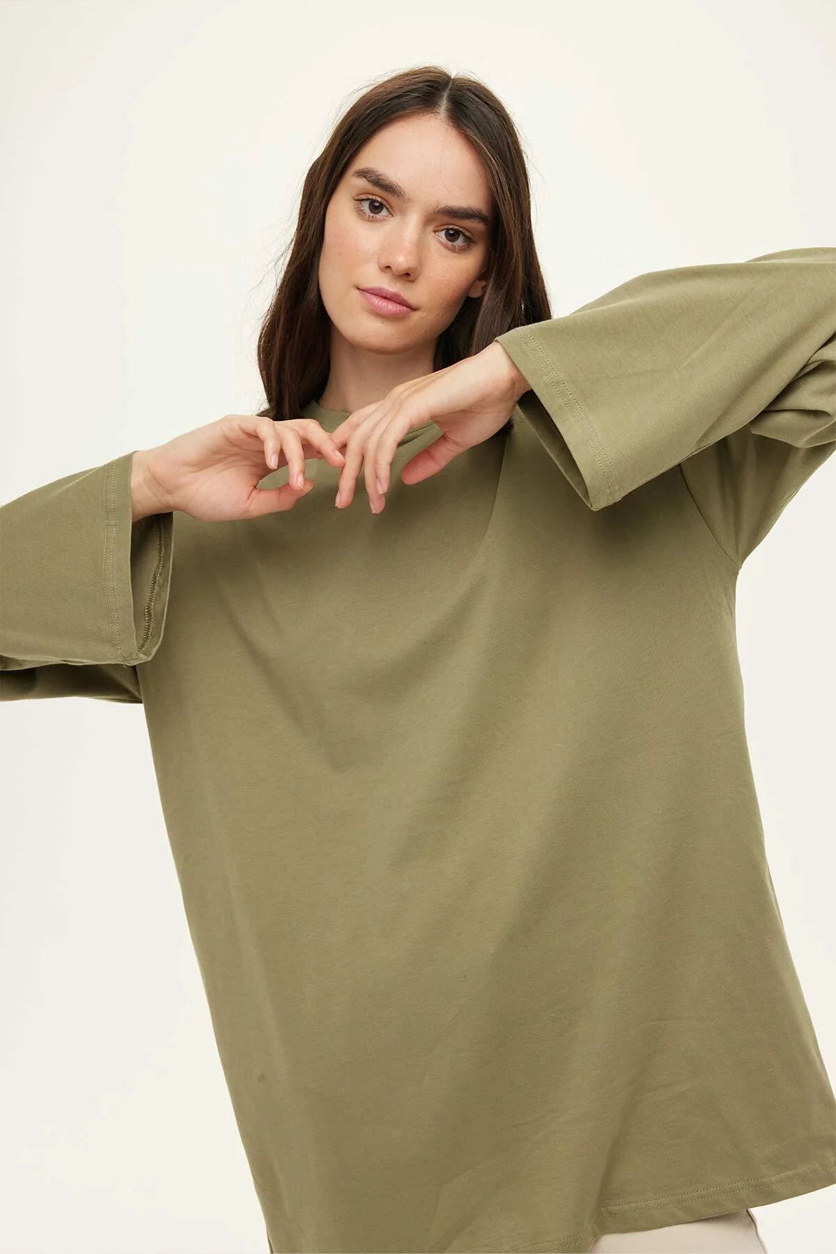 Oversize Long Sleeve T-Shirt Light Khaki