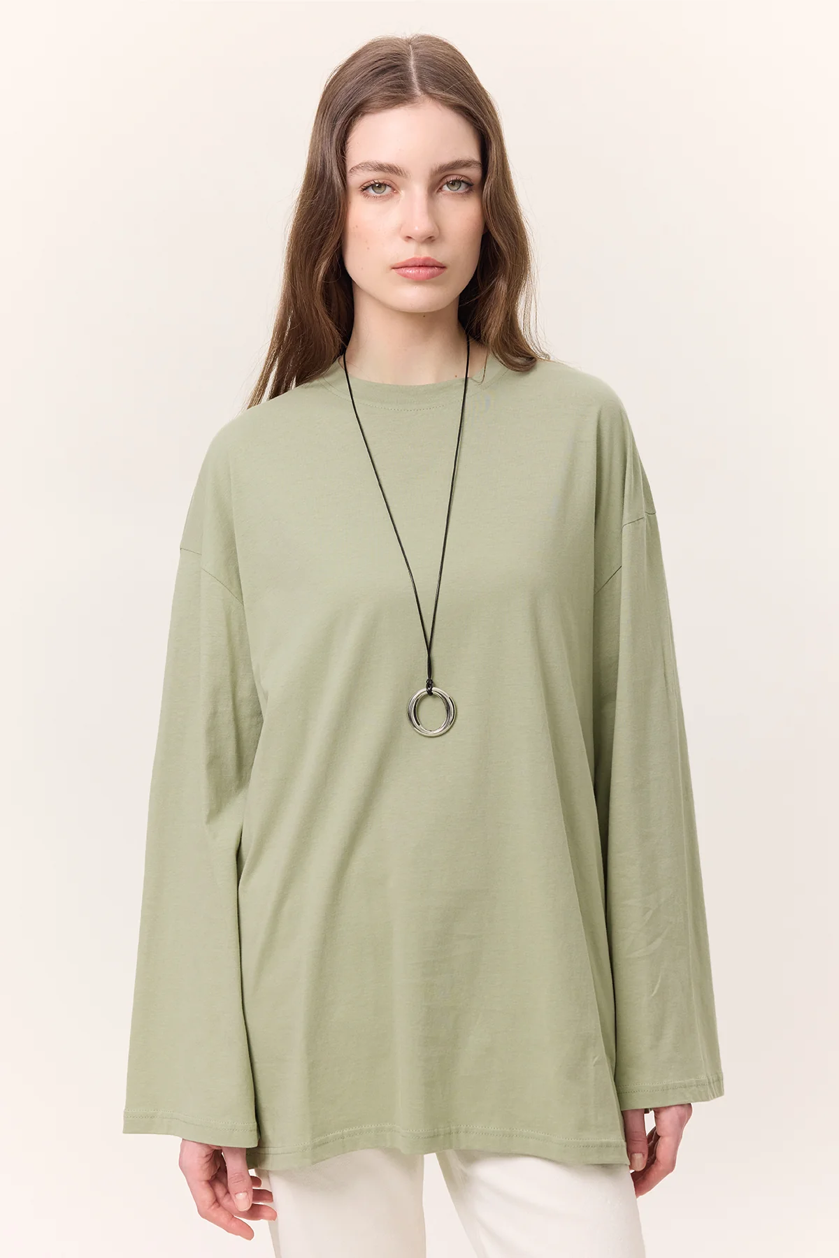 Oversize Long Sleeve T-Shirt Pistachio Green