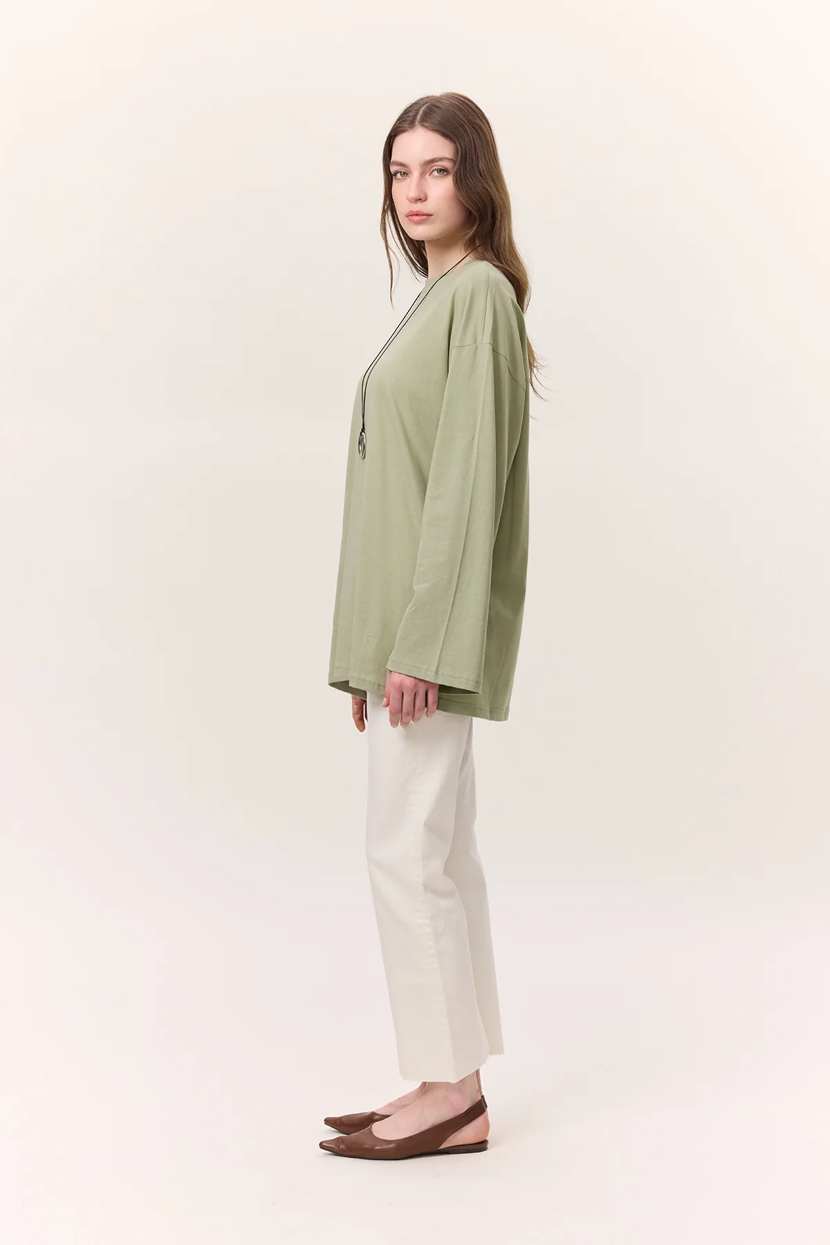 Oversize Long Sleeve T-Shirt Pistachio Green - Image 4