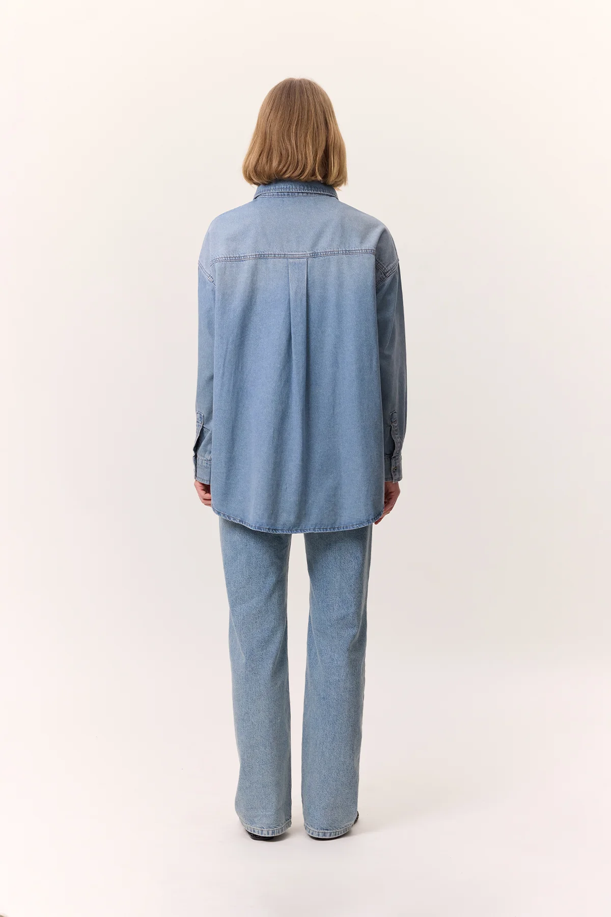 Oversized Belted Denim Shirt Blue - Image 7