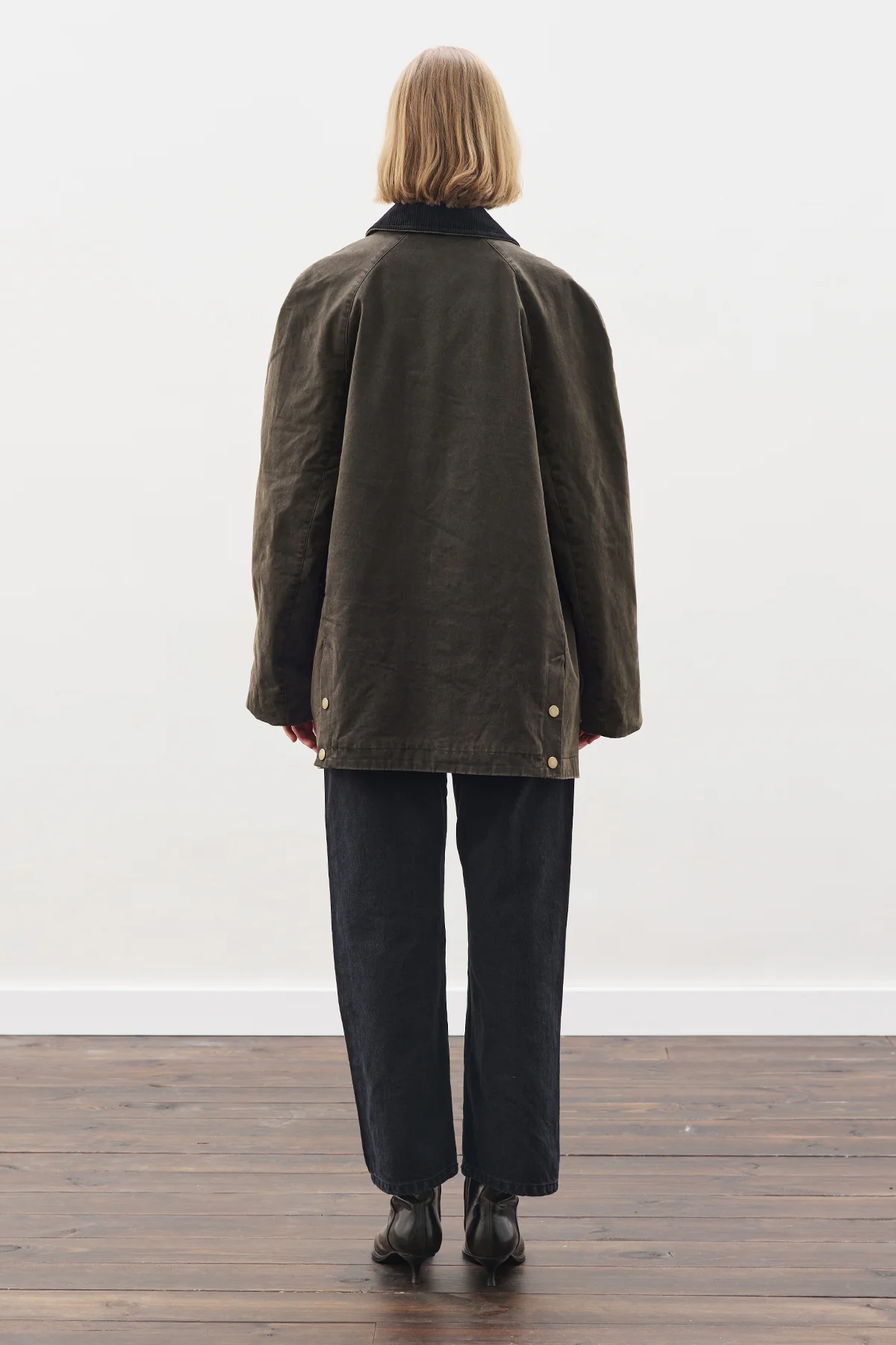 Oversized Contrast-Collar Parka Dusty Gray - Image 6