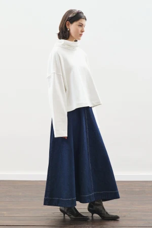 Oversized High Neck Sweatshirt Ecru - Image 2