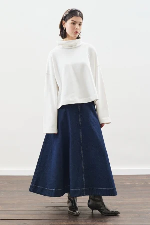 Oversized High Neck Sweatshirt Ecru - Image 3