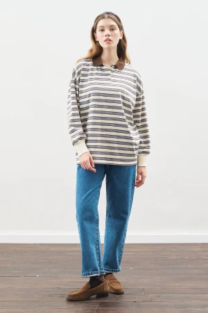 Oversized Polo T-Shirt Blue - Image 4