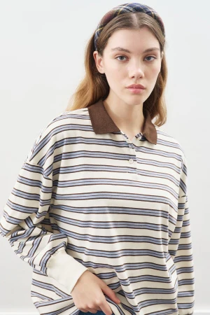 Oversized Polo T-Shirt Blue - Image 5