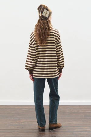 Oversized Polo T-Shirt Brown - Image 8