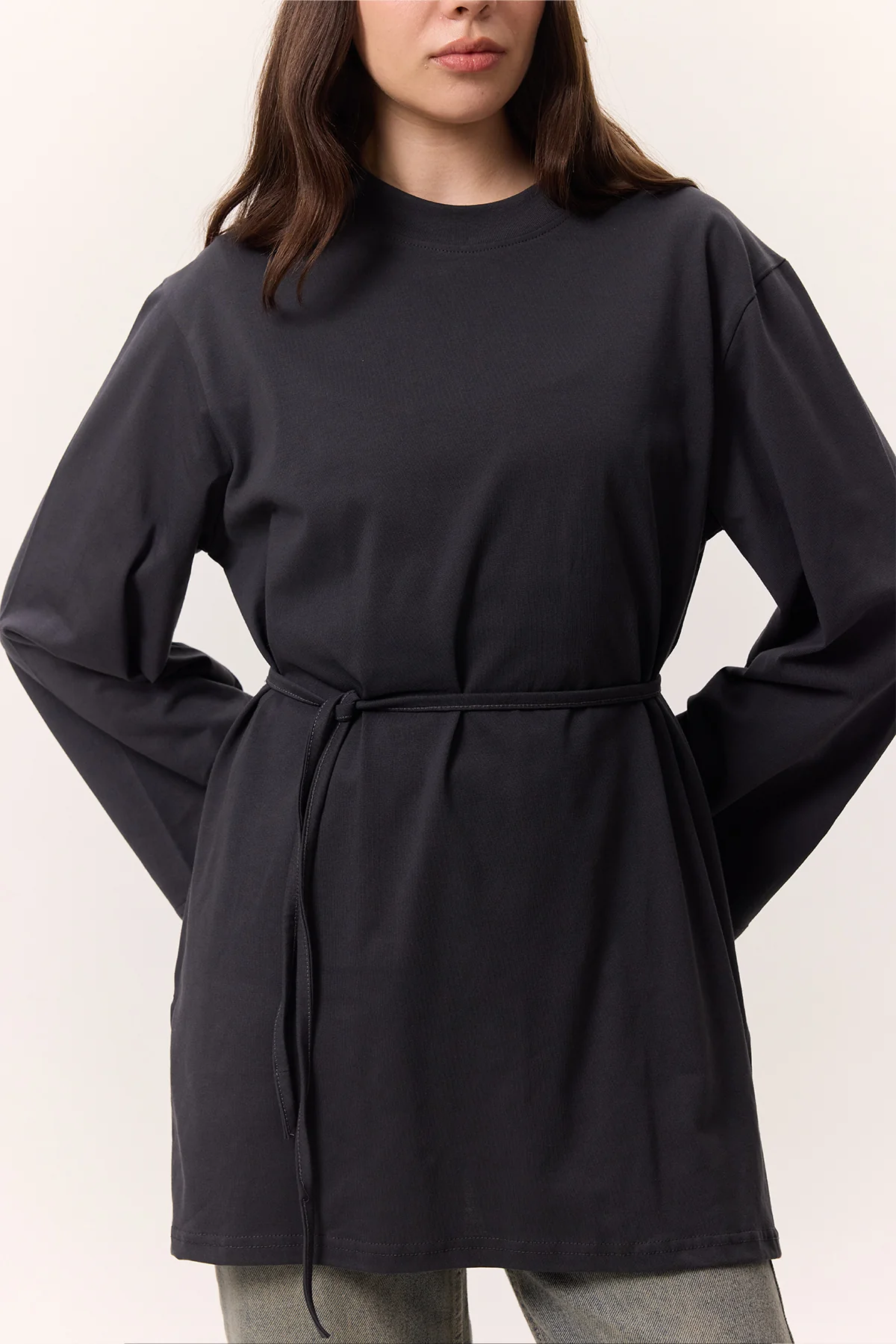 Oversized T-Shirt With Tie Detail Anthracite - Image 6