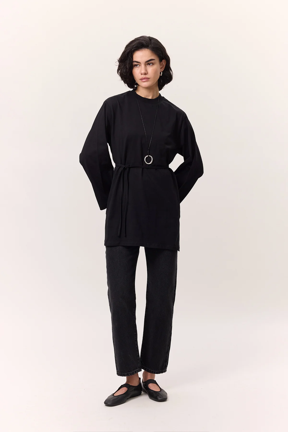 Oversized T-Shirt With Tie Detail Black - Image 4