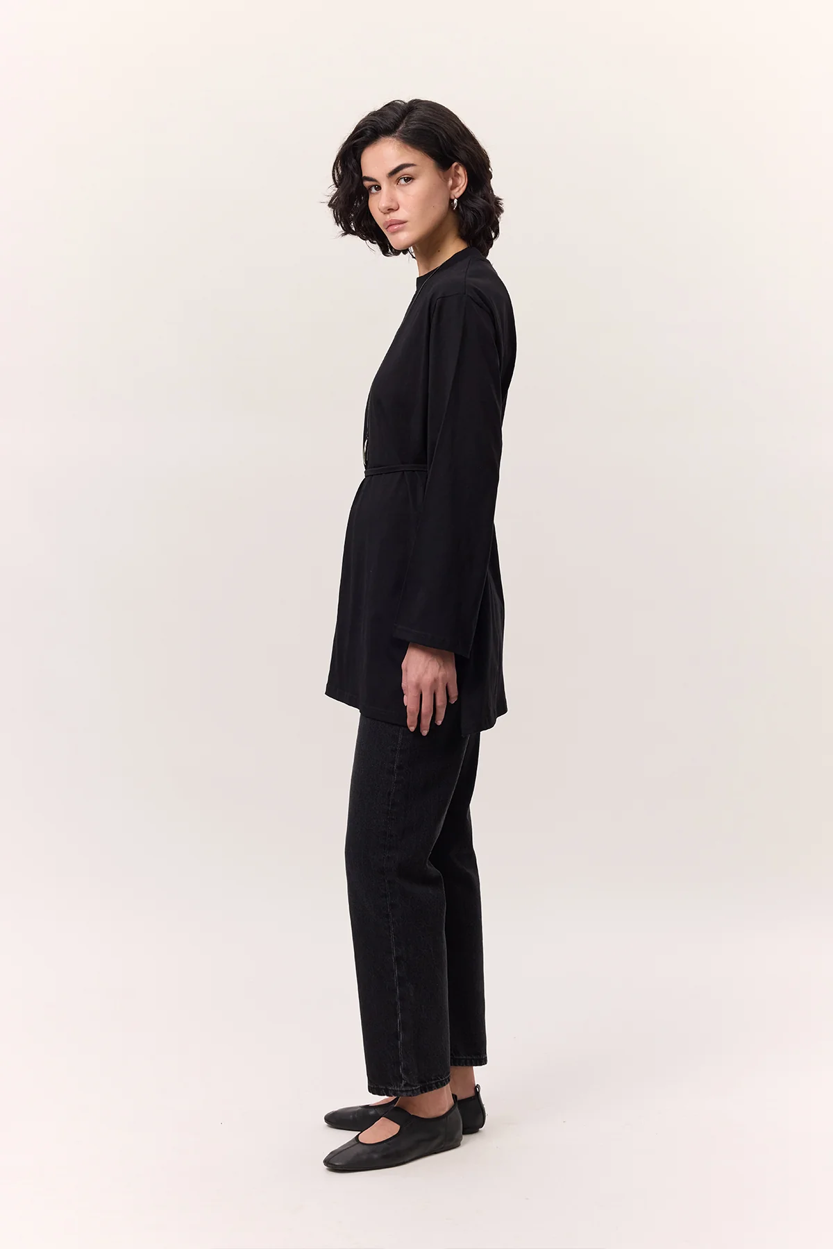 Oversized T-Shirt With Tie Detail Black - Image 5