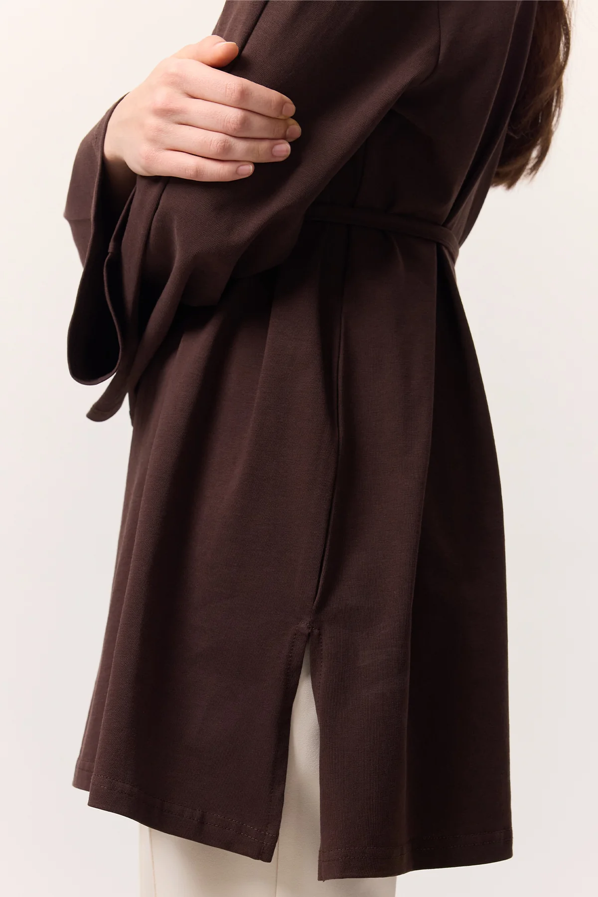 Oversized T-Shirt With Tie Detail Dark Brown - Image 6