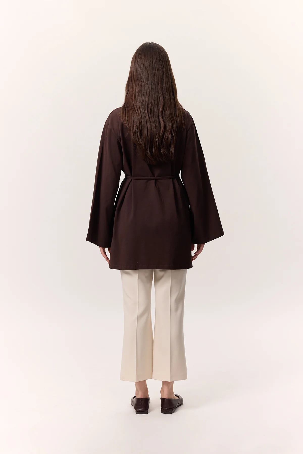 Oversized T-Shirt With Tie Detail Dark Brown - Image 8