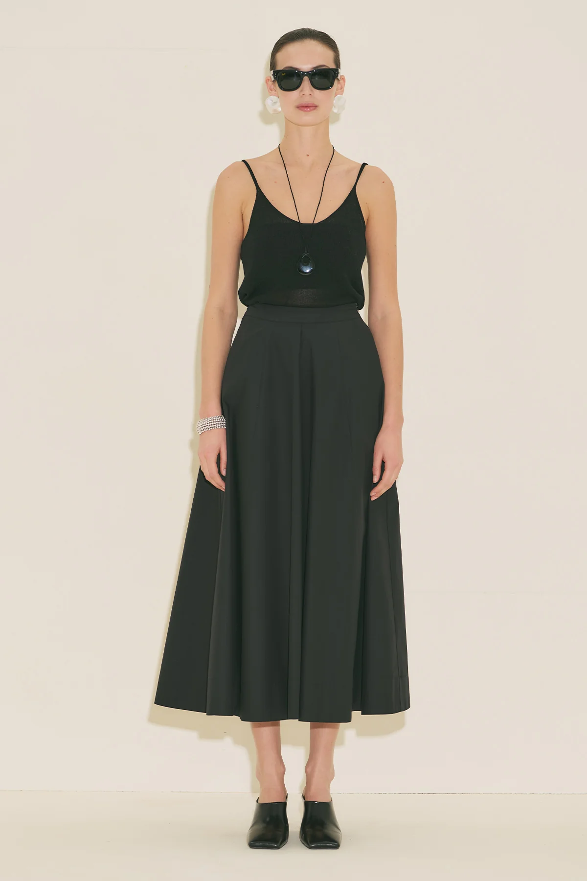 Panel Detail Flared Skirt Black - Image 15