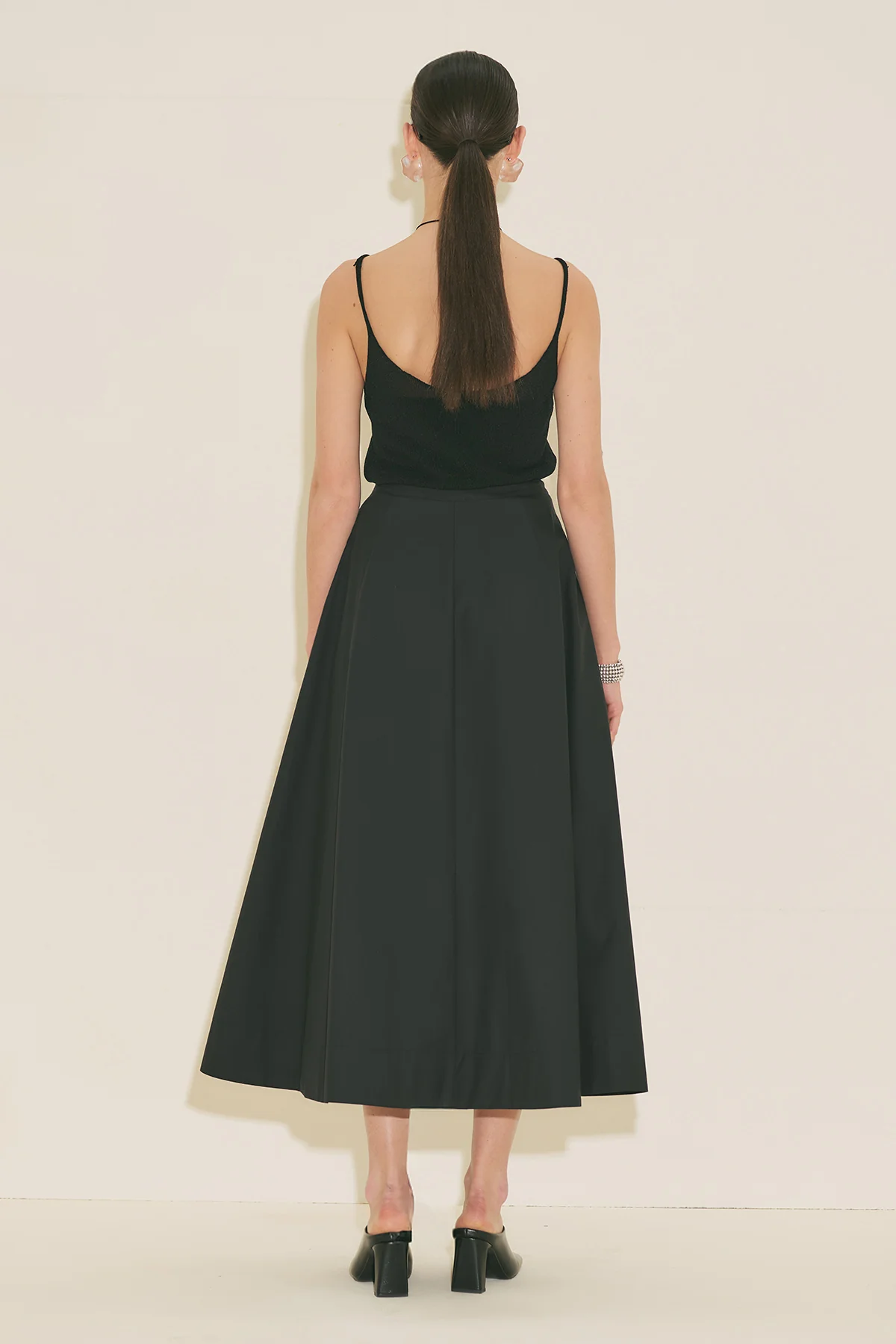 Panel Detail Flared Skirt Black - Image 16