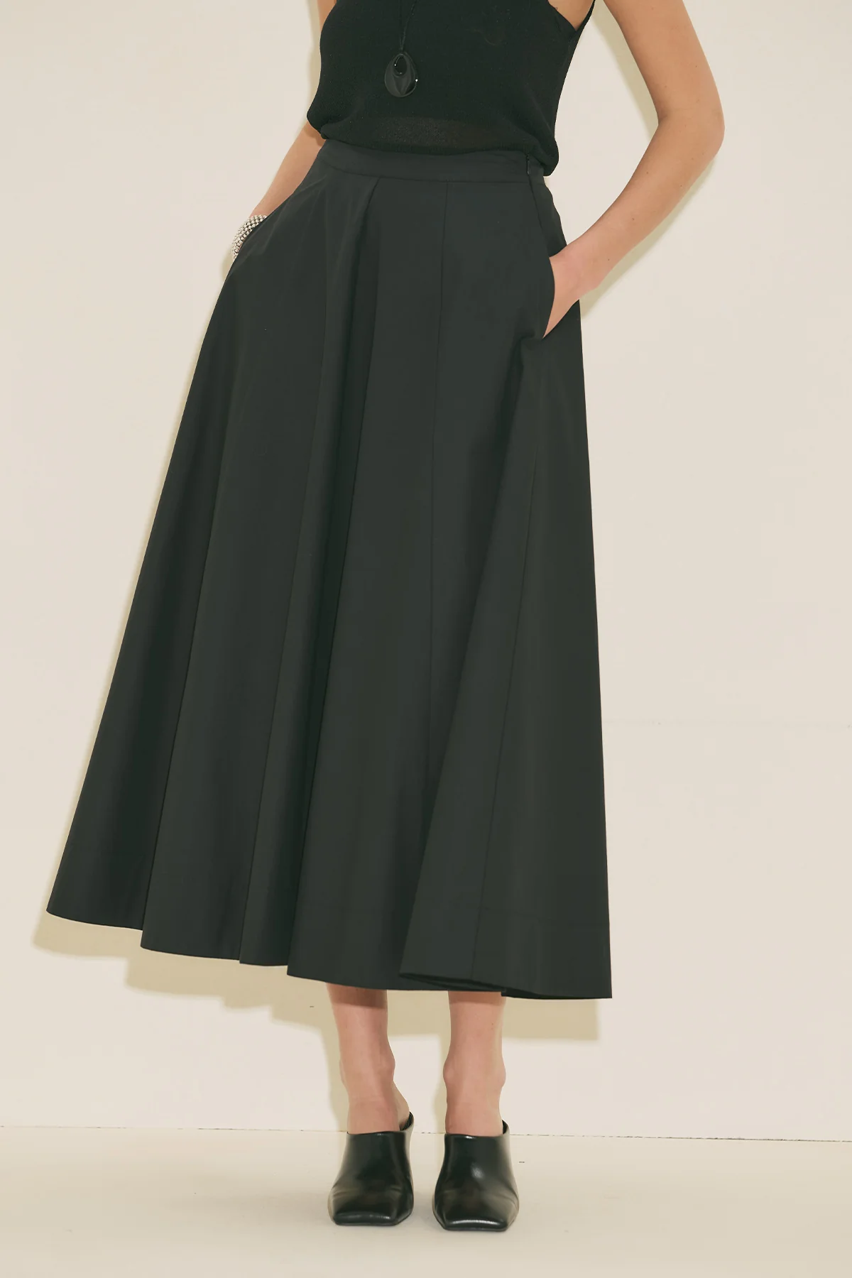 Panel Detail Flared Skirt Black - Image 6