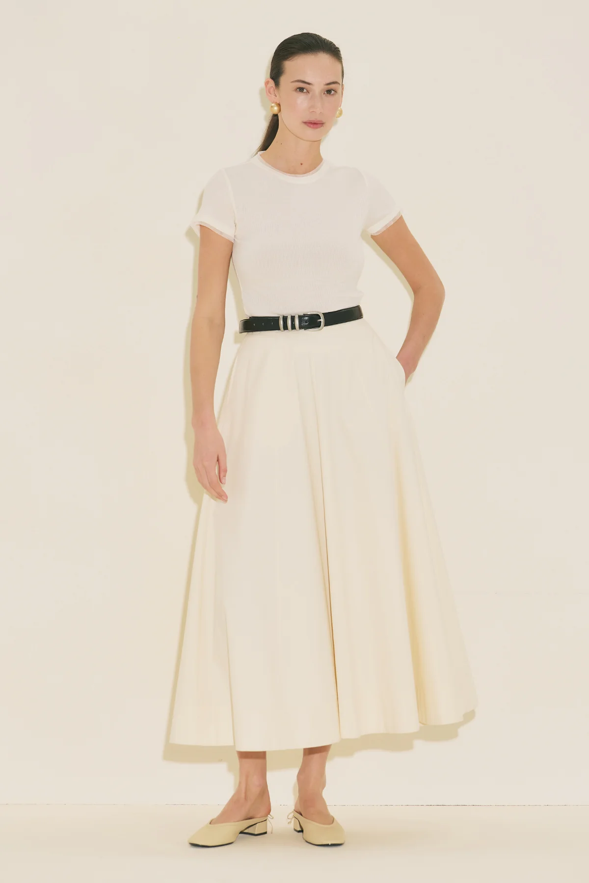 Panel Detail Flared Skirt Vanilla - Image 11