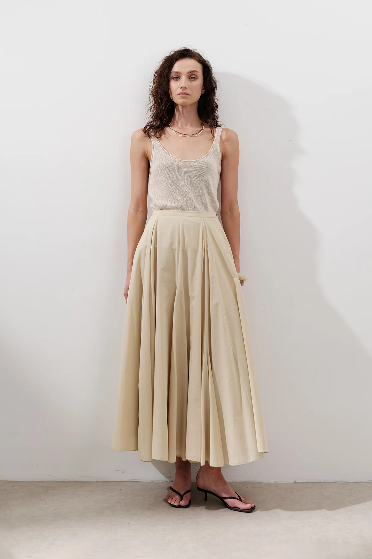 Panelled Cotton Maxi Skirt Pastel Yellow - Image 9