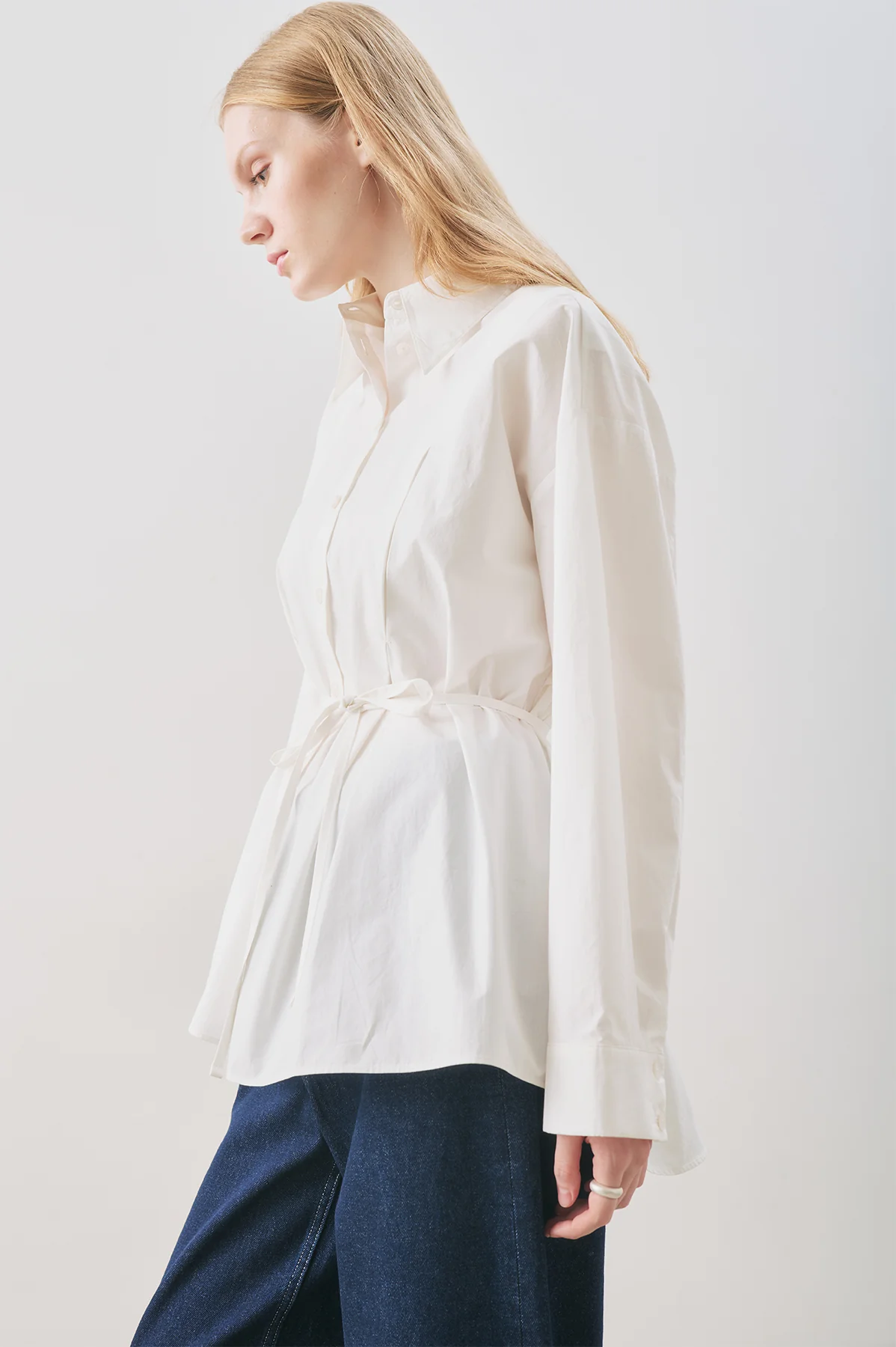 Panelled Design Shirt Ecru - Image 6