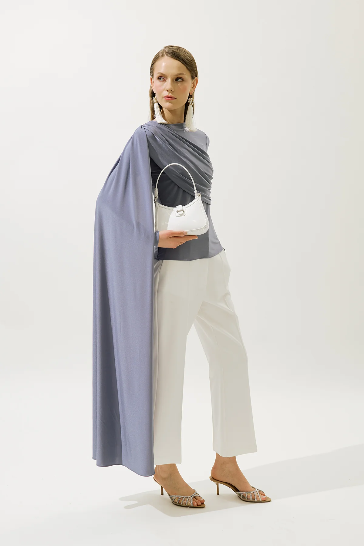 Patent Buckle Shoulder Bag Ecru - Image 3