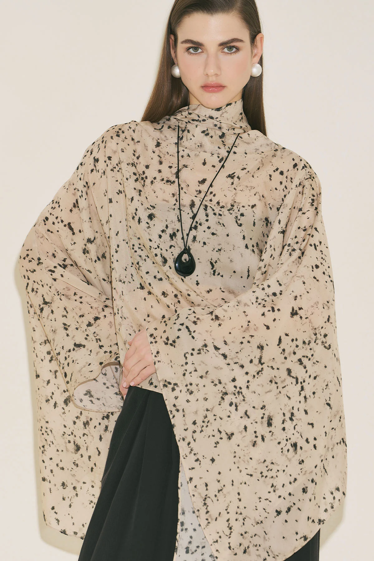 Patterned Blouse With Scarf Detail Animal