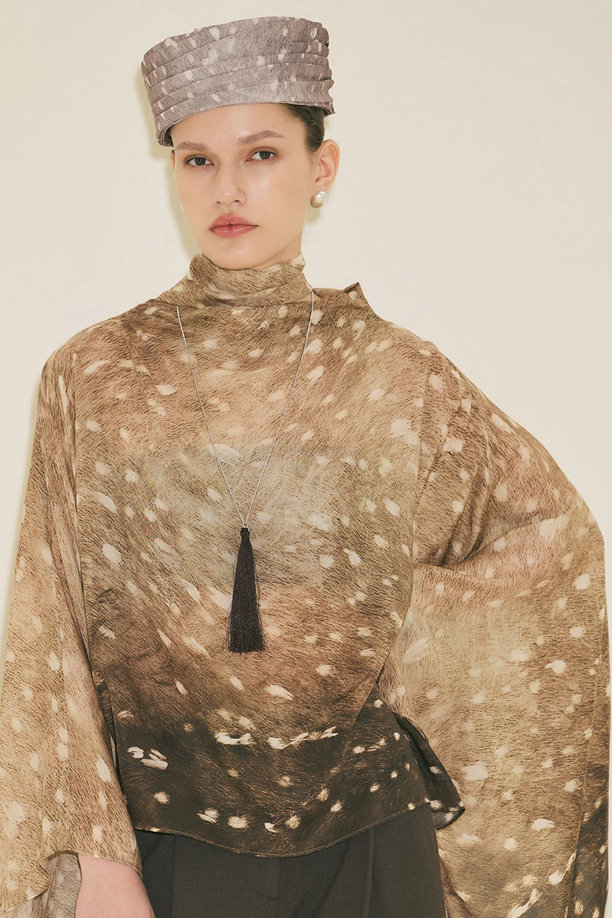Patterned Blouse With Scarf Detail Gazalle - Image 4